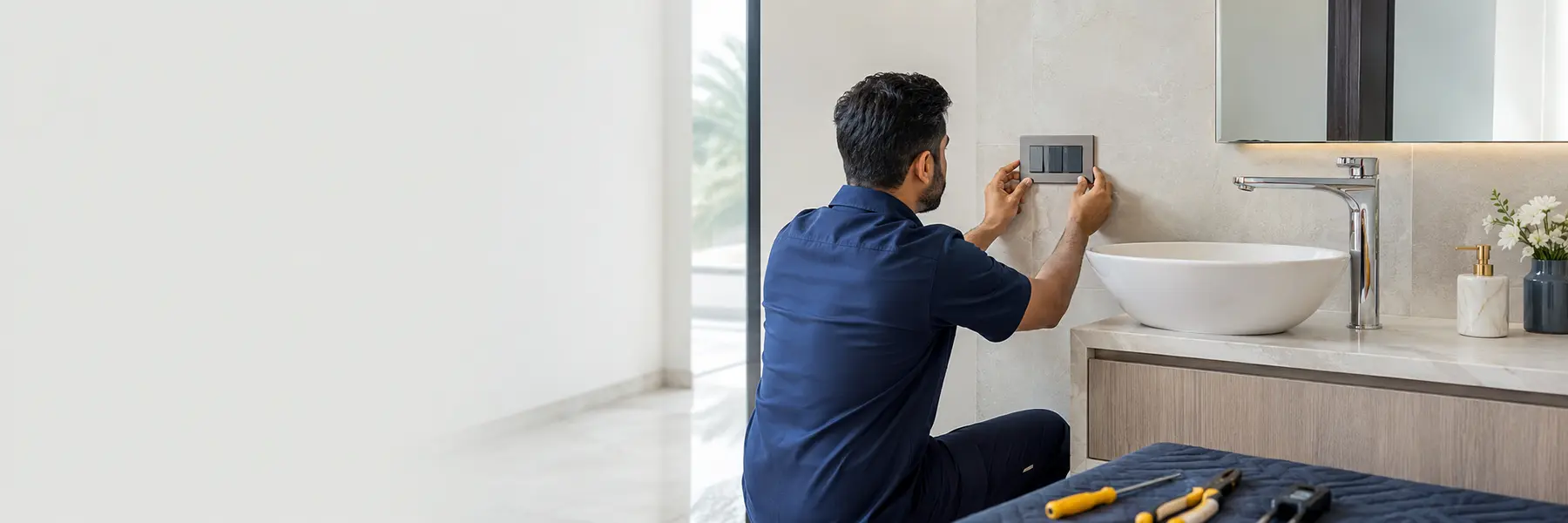 Great Choice technician installing a wall switch